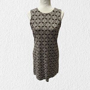 Banana Republic Factory Brown Cream Geo Print Sheath Dress Mini 60s Inspired 4